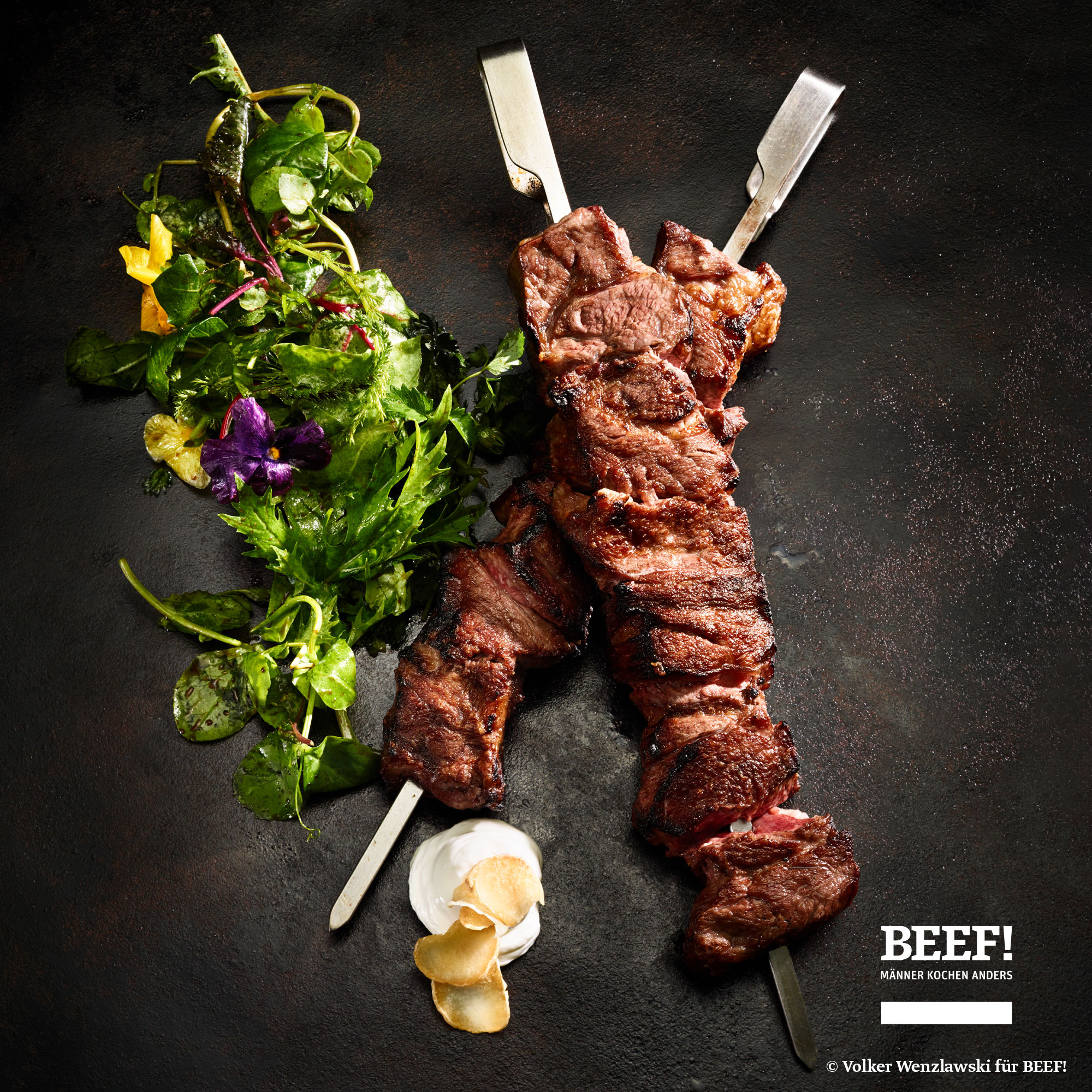 Rezept Grillspieß mit Wildkräutern und Aioli | OTTO GOURMET